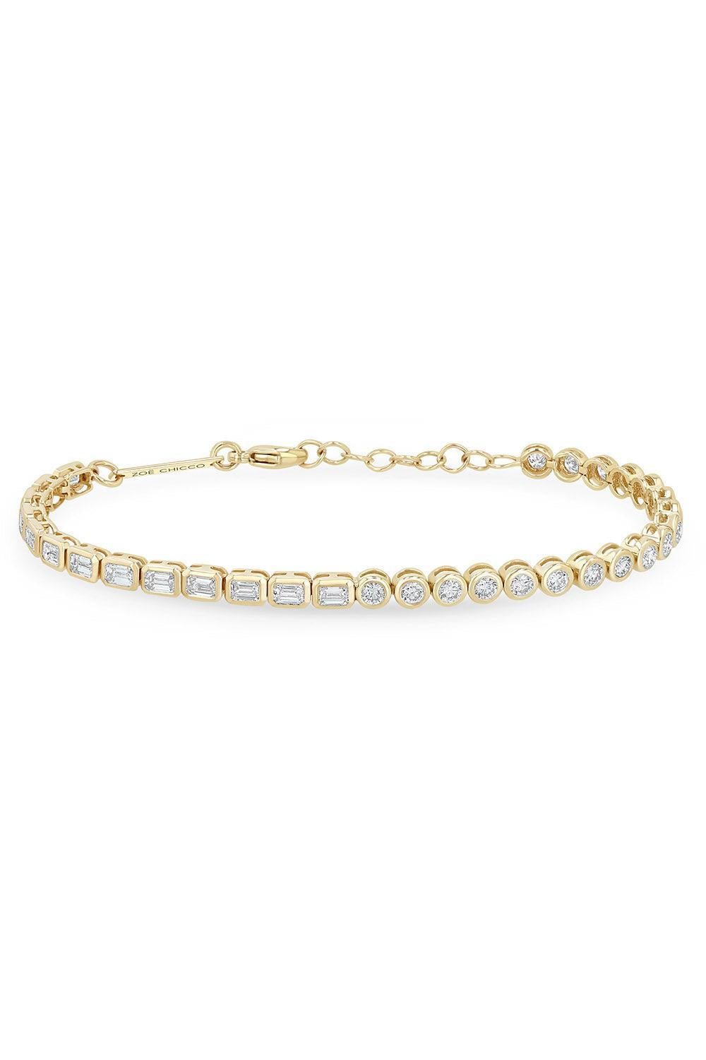 Mixed Diamond Bezel Tennis Bracelet-YELLOW GOLD-7-JEWELRYFINE JEWELBRACELET O-ZOE CHICCO