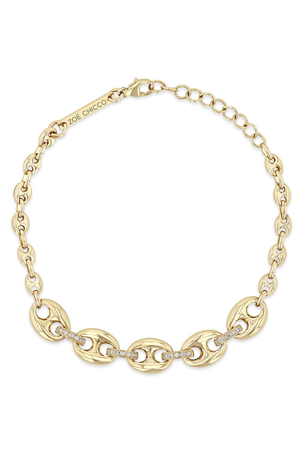 Mixed Diamond Link Mariner Chain Bracelet