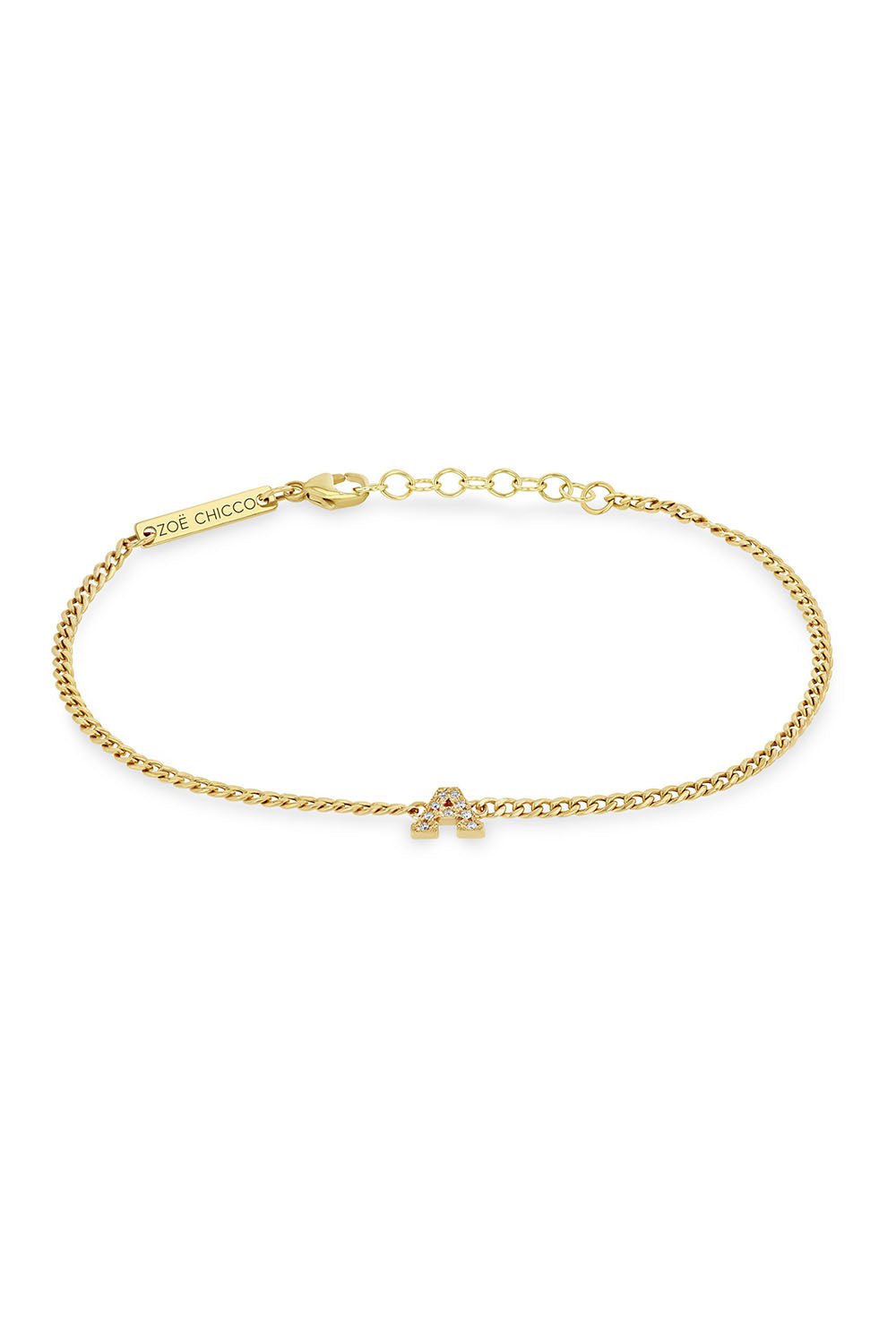 ZOE CHICCO-XS Initial Curb Bracelet-YELLOW GOLD