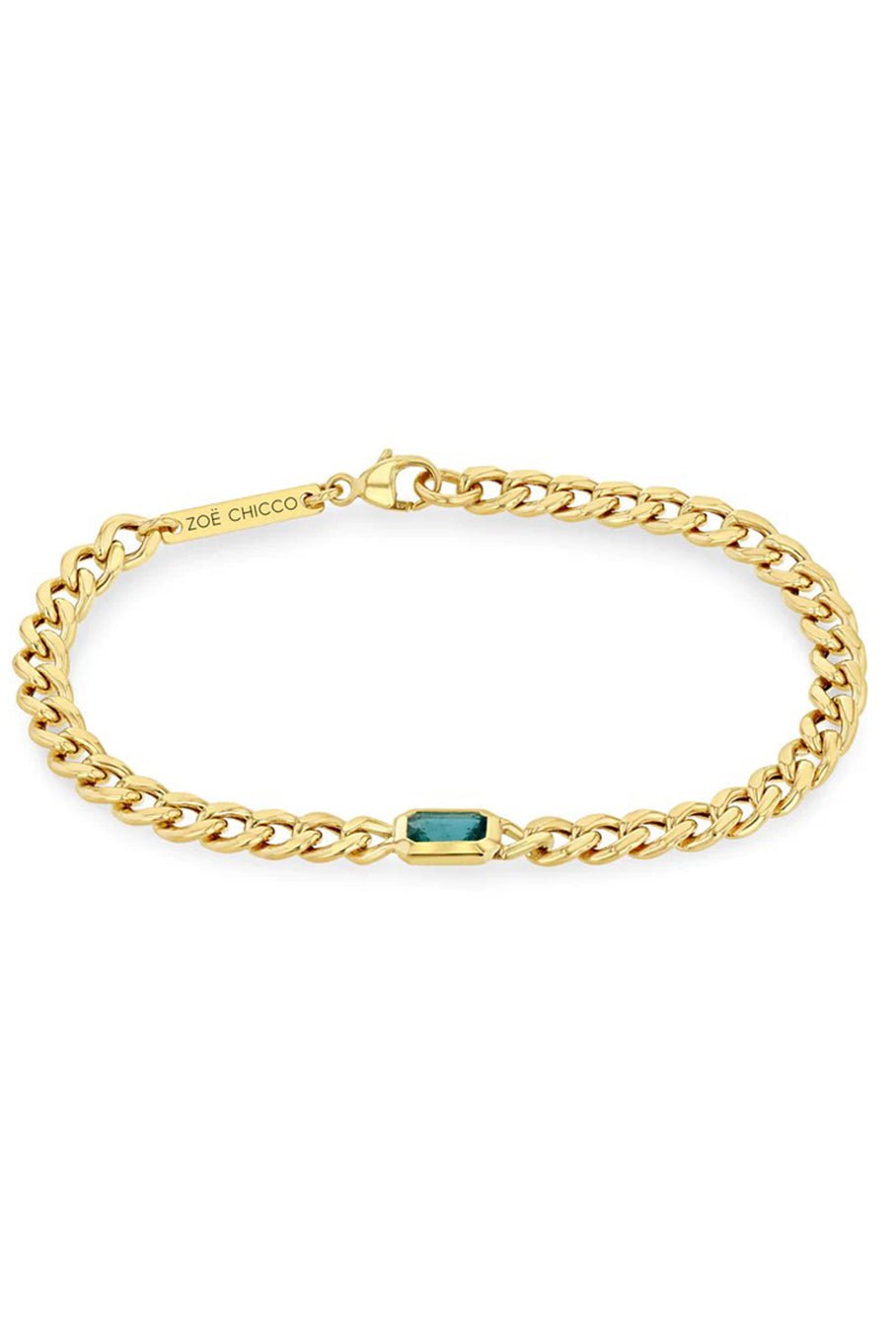 ZOE CHICCO-Emerald Curb Chain Bracelet - Medium-YELLOW GOLD