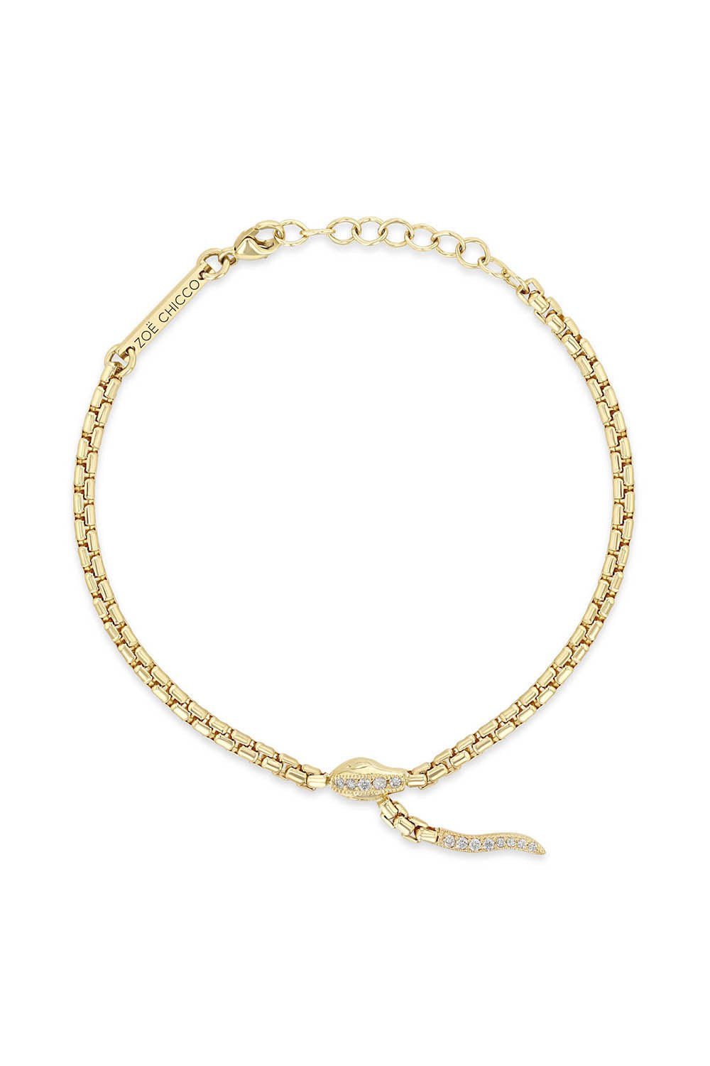 ZOE CHICCO-Serpent Box Chain Bracelet-YELLOW GOLD