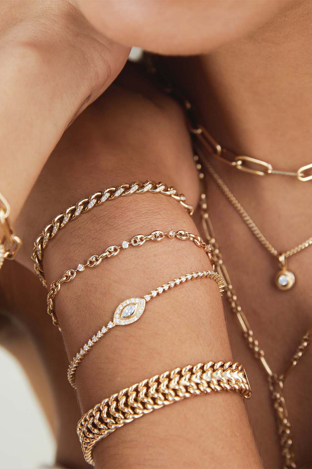 ZOE CHICCO-Small Puffed Mariner Bracelet-YELLOW GOLD