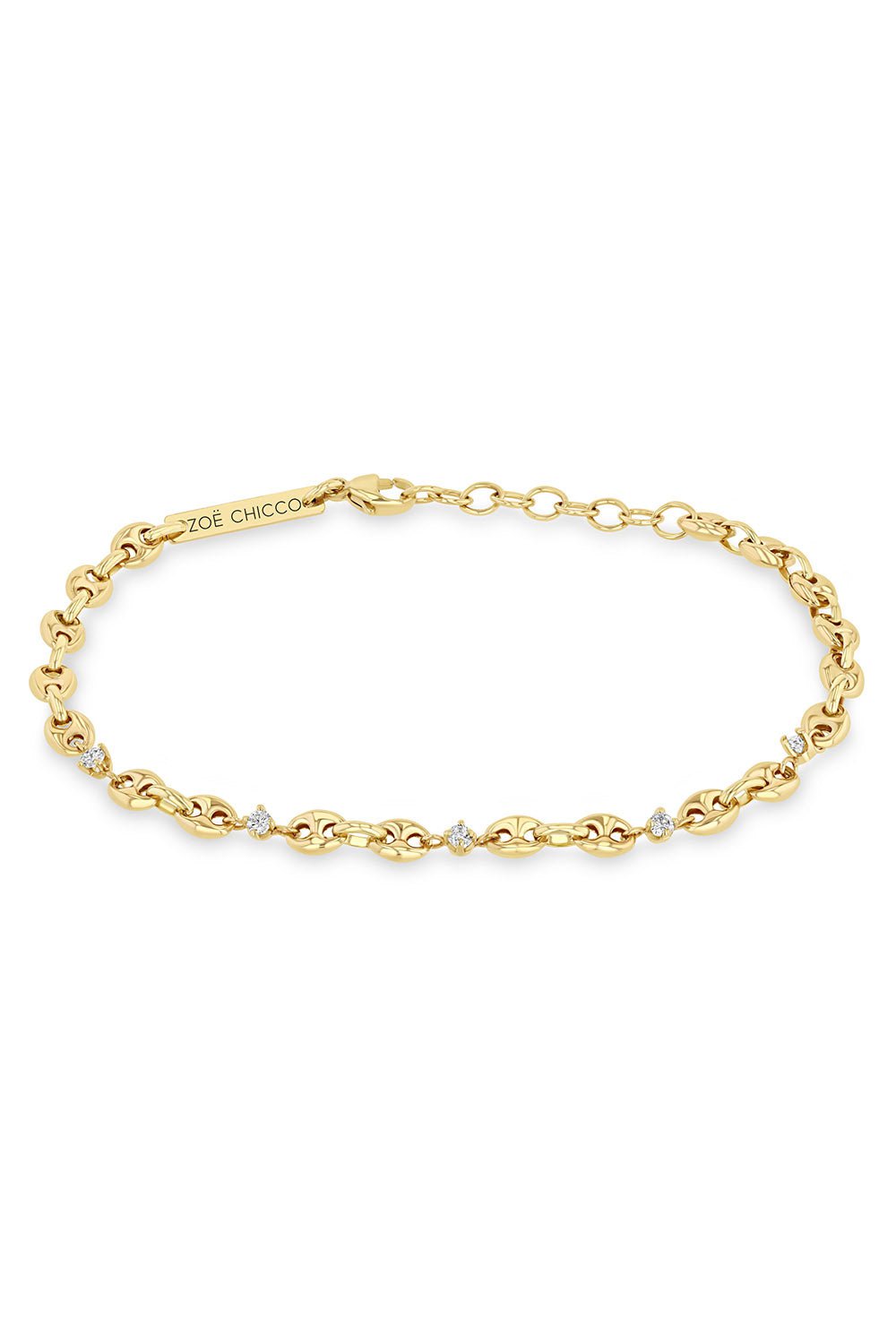 ZOE CHICCO-Small Puffed Mariner Bracelet-YELLOW GOLD
