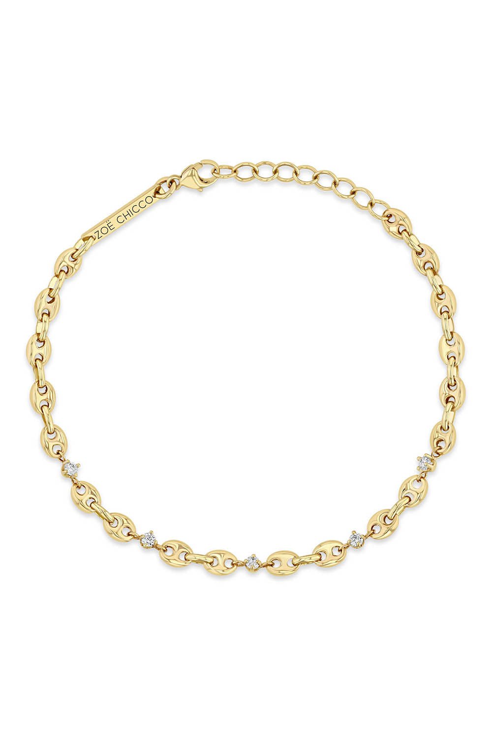 ZOE CHICCO-Small Puffed Mariner Bracelet-YELLOW GOLD