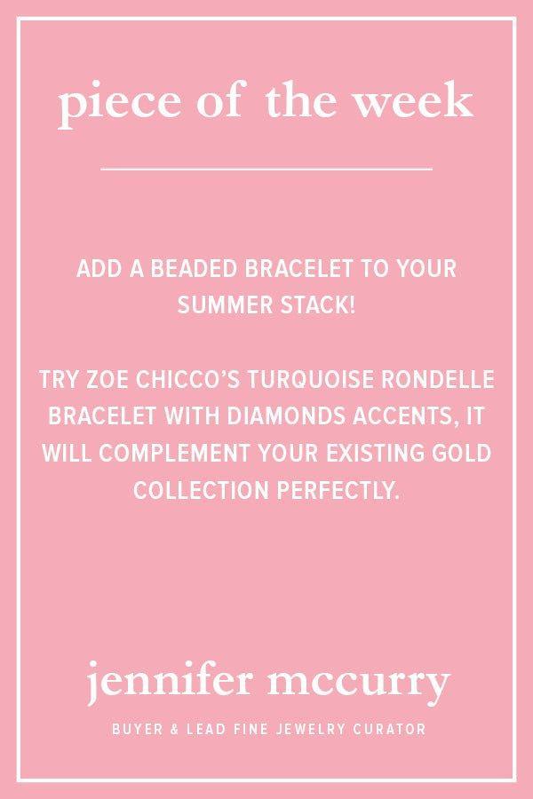 ZOE CHICCO-Turquoise Rondelle Bead Diamond Bracelet-YELLOW GOLD