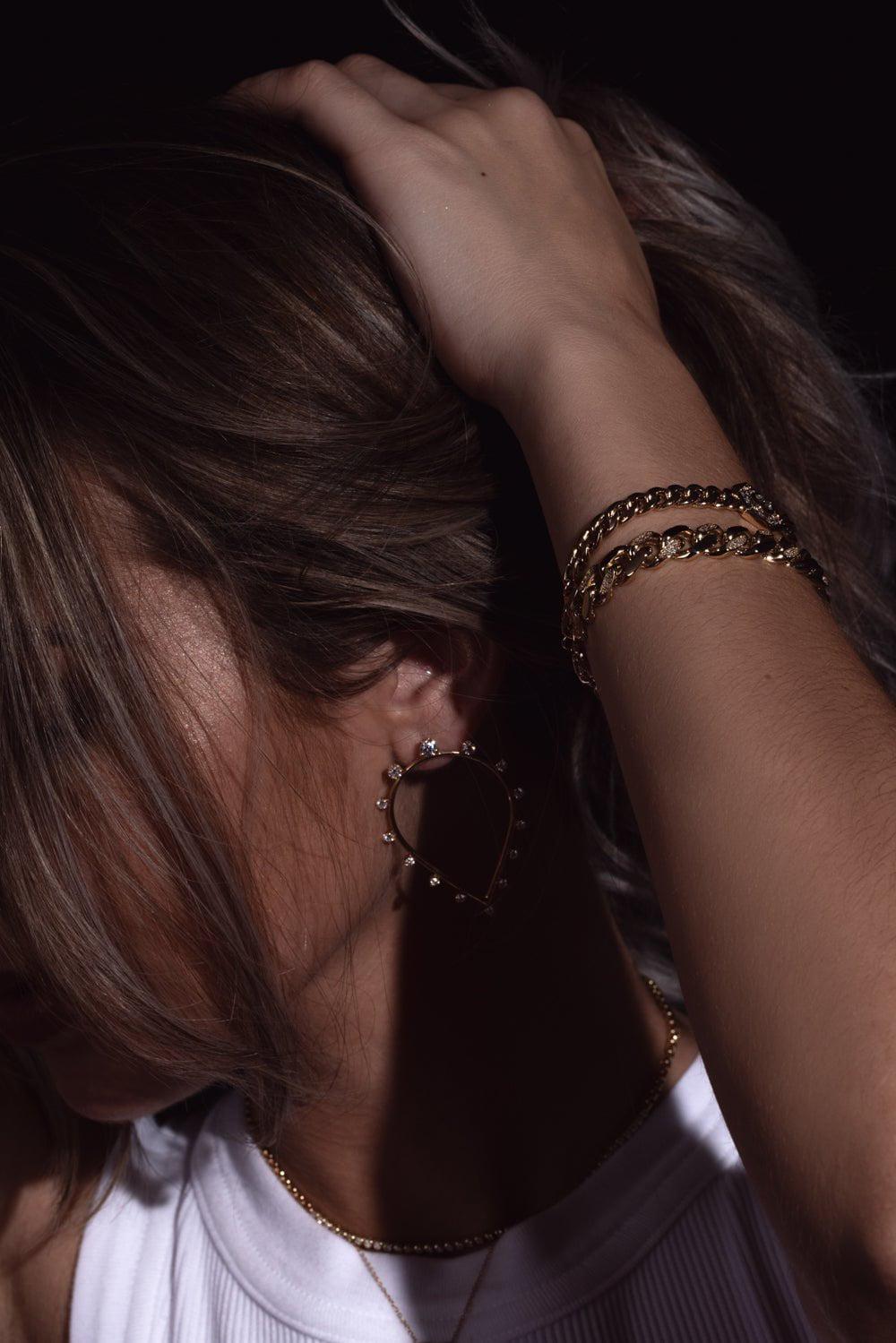 ZOE CHICCO-XL Curb Chain Link Diamond Bracelet-YELLOW GOLD