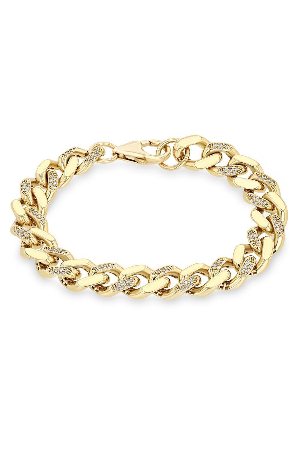 ZOE CHICCO-XL Curb Chain Link Diamond Bracelet-YELLOW GOLD