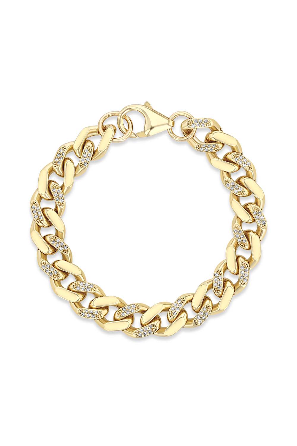 ZOE CHICCO-XL Curb Chain Link Diamond Bracelet-YELLOW GOLD