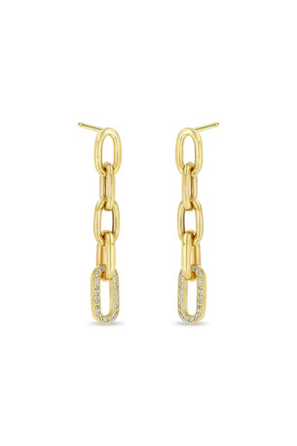 ZOE CHICCO-5 Link Drop Earrings-YELLOW GOLD