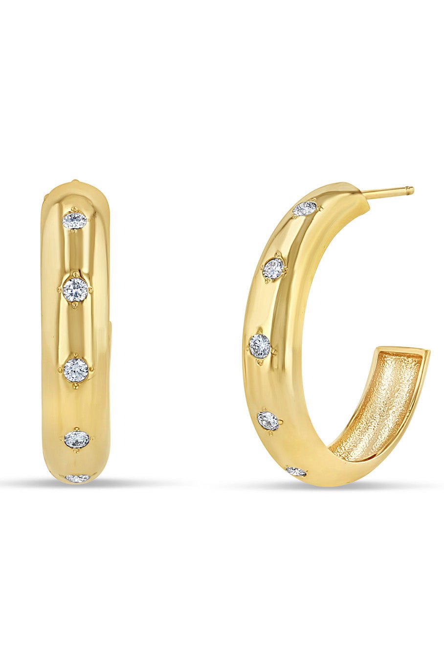 ZOE CHICCO-6 Star Set Diamond Chubby Hoops-YELLOW GOLD
