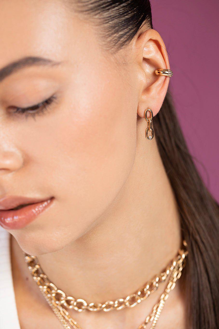 ZOE CHICCO-Diamond Wide Chubby Ear Cuff-YELLOW GOLD