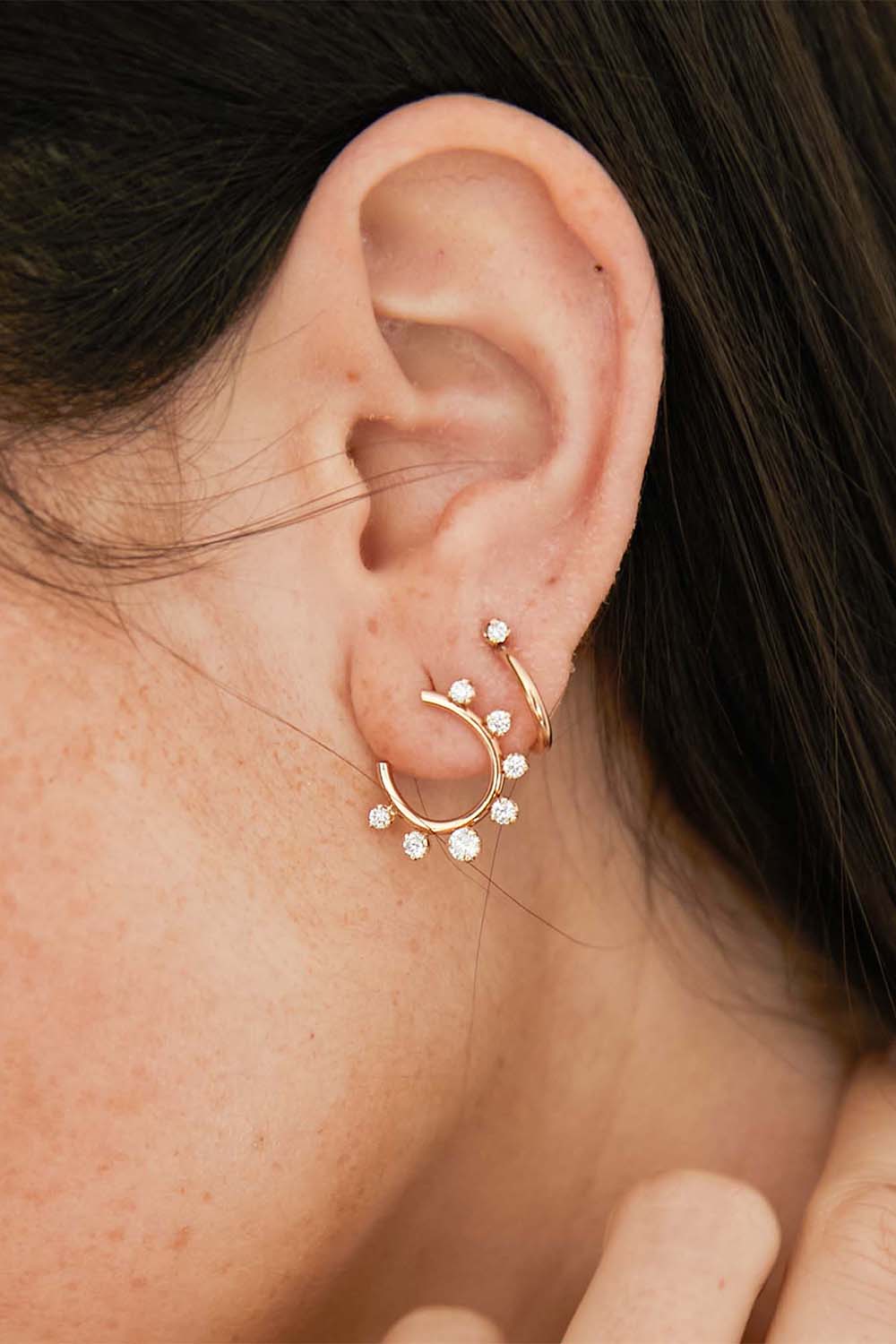 ZOE CHICCO-Front To Back Diamond Circle Hoop Earrings-YELLOW GOLD