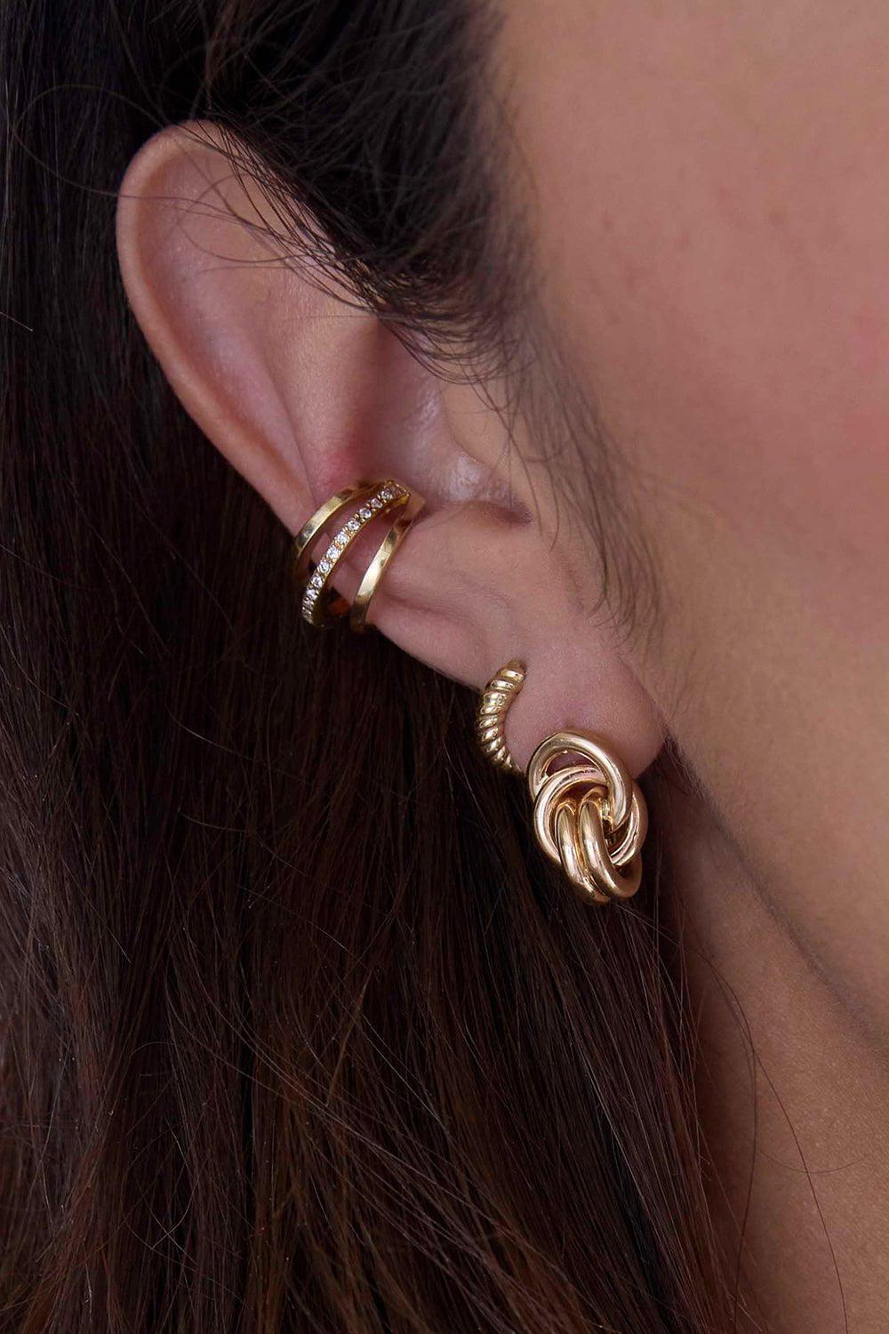 ZOE CHICCO-Large Link Knot Earrings-YELLOW GOLD