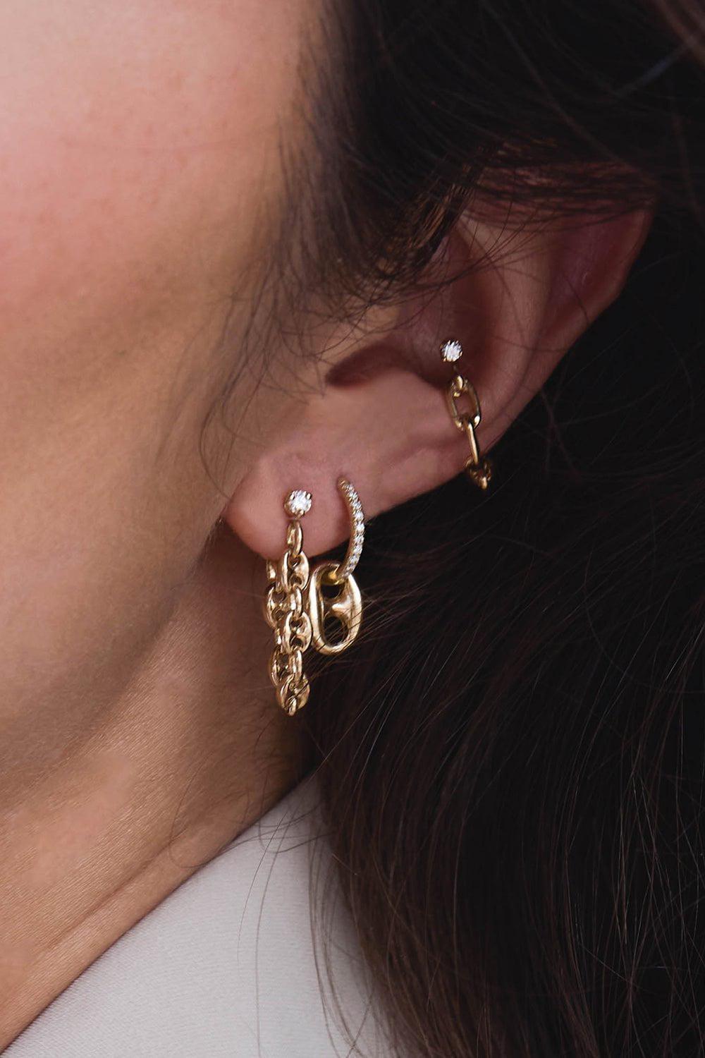 ZOE CHICCO-Large Mariner Diamond Dangling Huggie Hoop Earrings-YELLOW GOLD