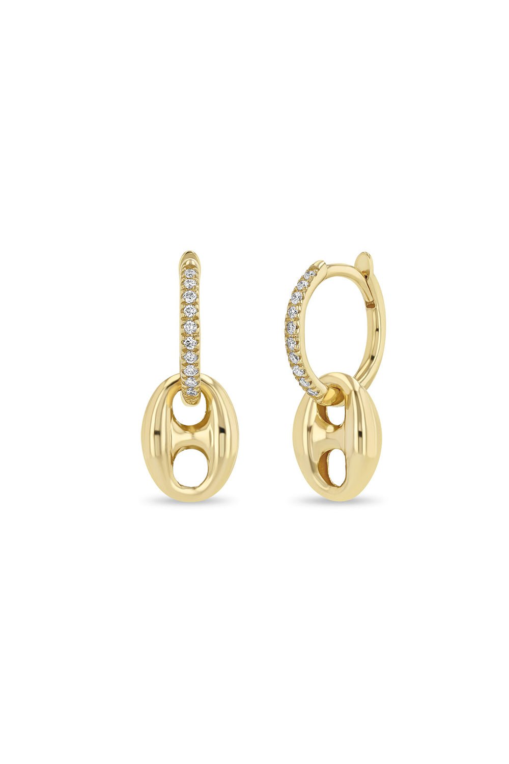 ZOE CHICCO-Large Mariner Diamond Dangling Huggie Hoop Earrings-YELLOW GOLD