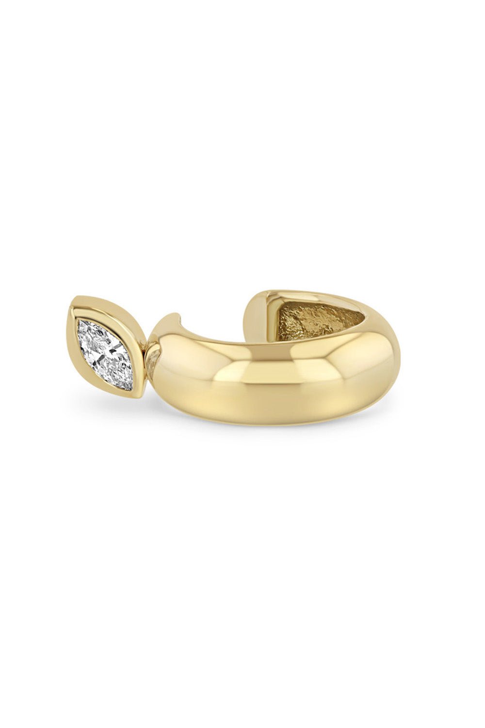 ZOE CHICCO-Marquise Diamond Chubby Ear Cuff-YELLOW GOLD