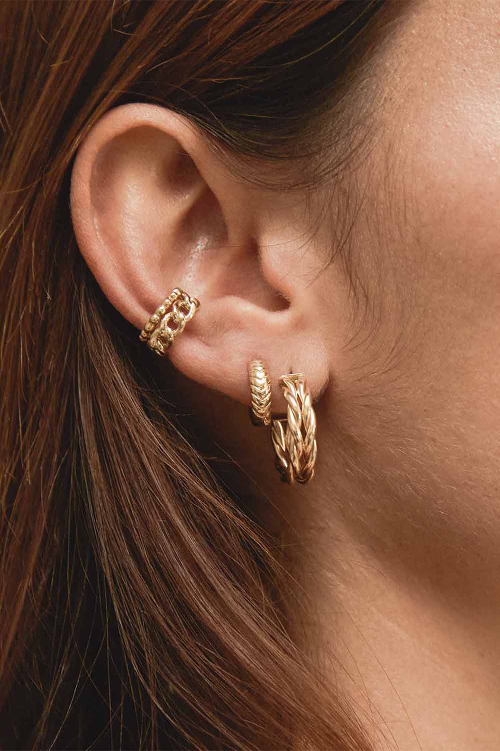 ZOE CHICCO-Medium Curb Chain Ear Cuff-YELLOW GOLD