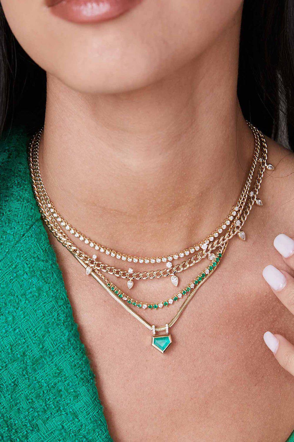 ZOE CHICCO-Diamond Segment Small Curb Chain Necklace-YELLOW GOLD