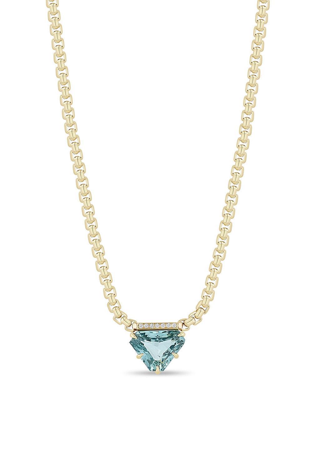 Blue Sapphire Shield Cut Necklace-YELLOW GOLD-18-JEWELRYFINE JEWELNECKLACE O-ZOE CHICCO