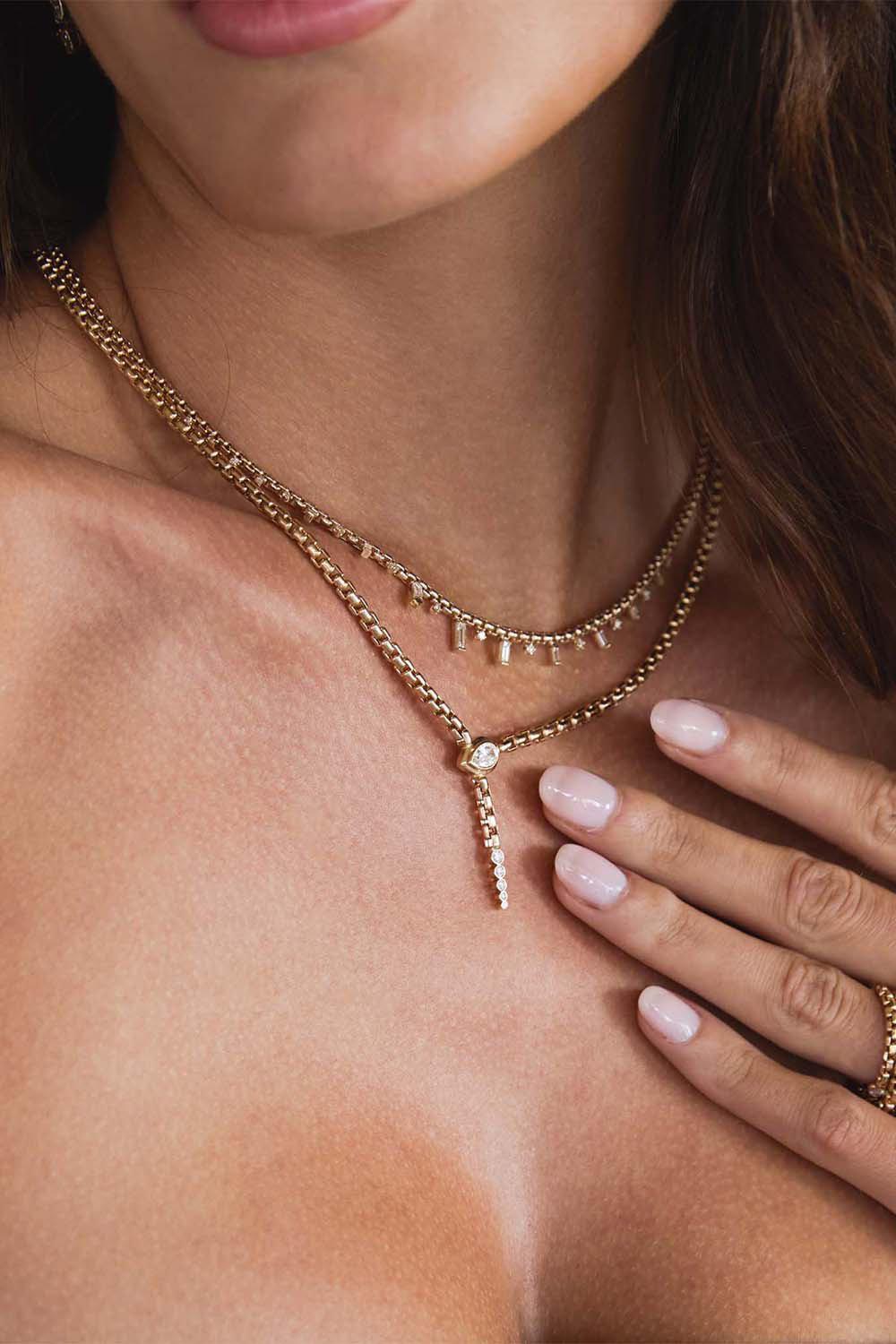 ZOE CHICCO-Diamond Serpent Box Chain Necklace-YELLOW GOLD