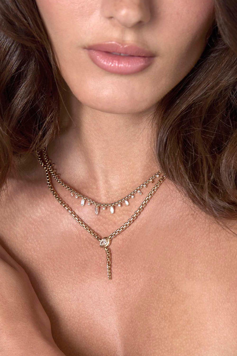 ZOE CHICCO-Diamond Serpent Box Chain Necklace-YELLOW GOLD