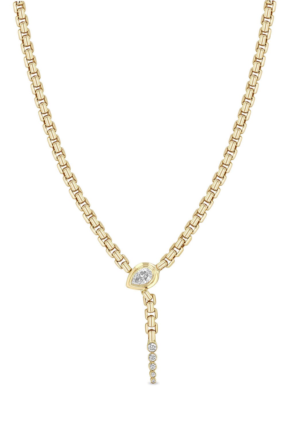 ZOE CHICCO-Diamond Serpent Box Chain Necklace-YELLOW GOLD