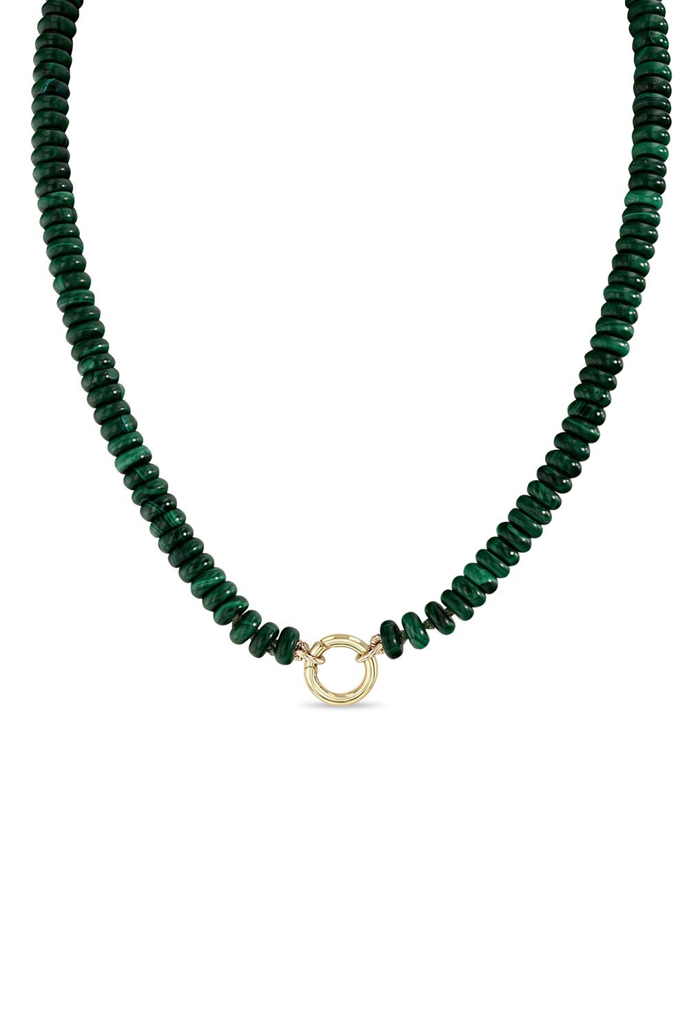 ZOE CHICCO-Malachite Rondelle Bead Round Enhancer Necklace-YELLOW GOLD