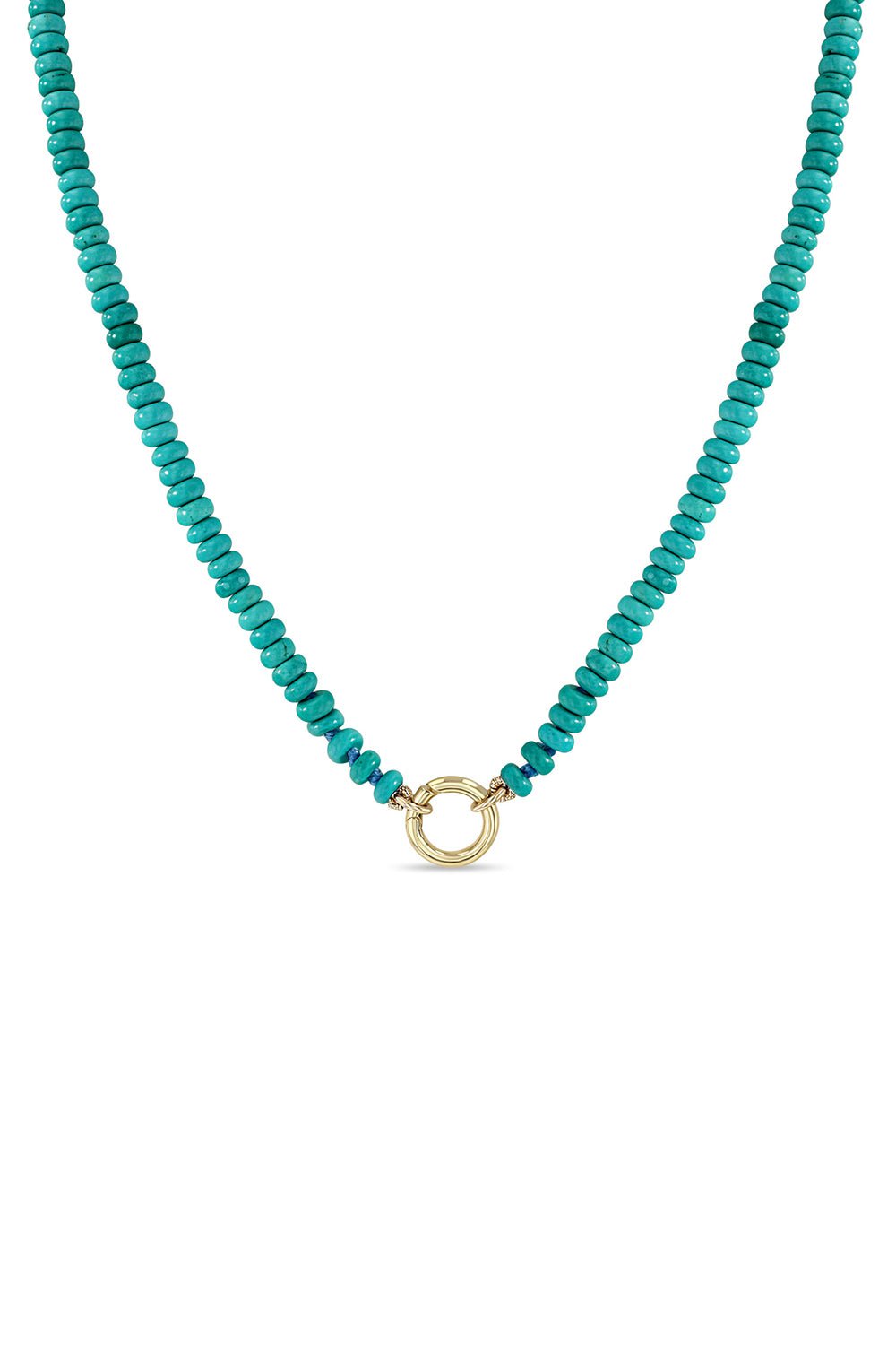 ZOE CHICCO-Turquoise Bead Enhancer Necklace-YELLOW GOLD