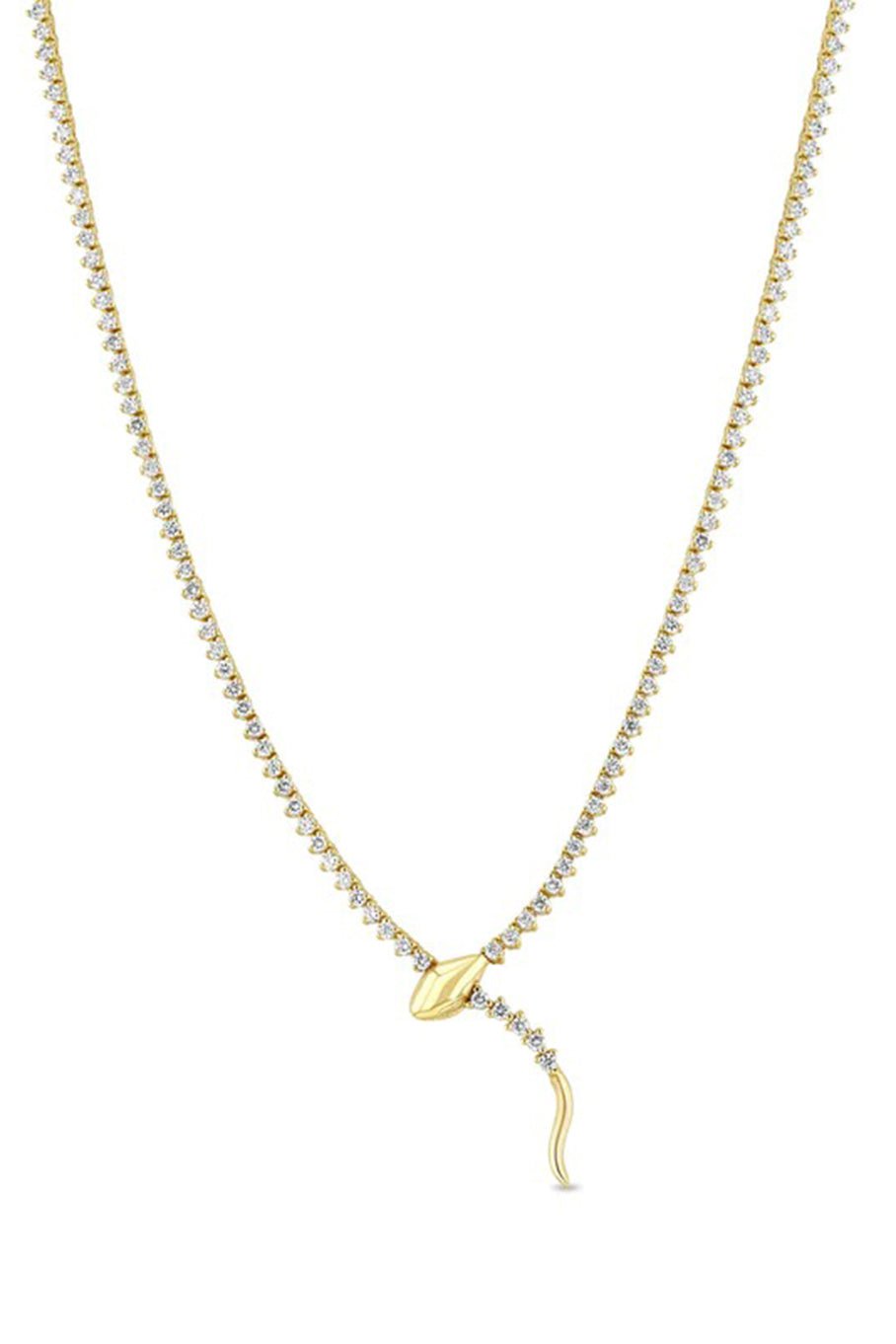ZOE CHICCO-Diamond Snake Tennis Necklace-YELLOW GOLD