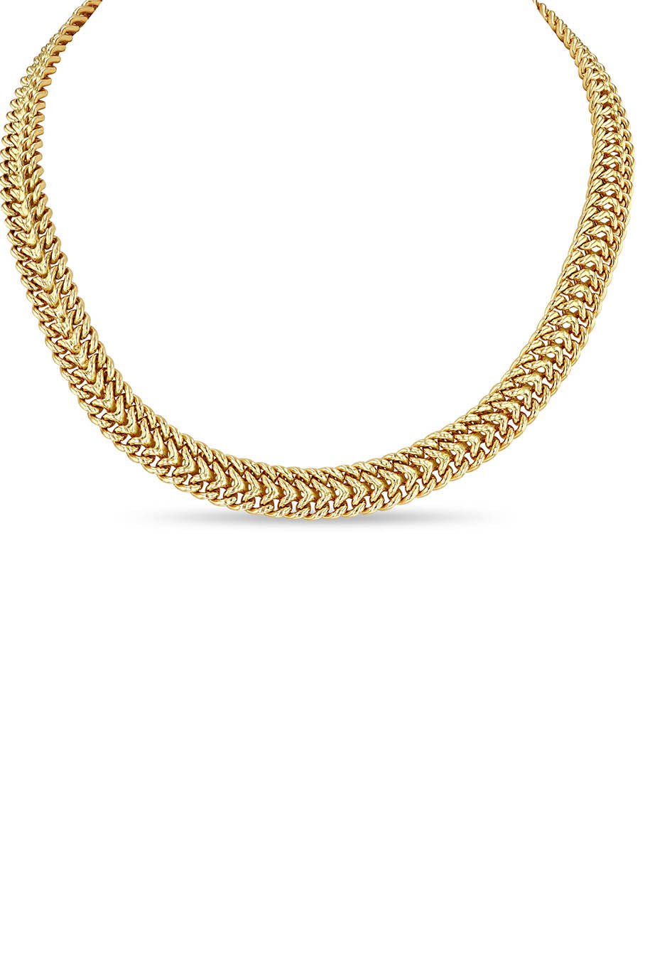 ZOE CHICCO-Double Wide Curb Chain Choker Necklace-YELLOW GOLD