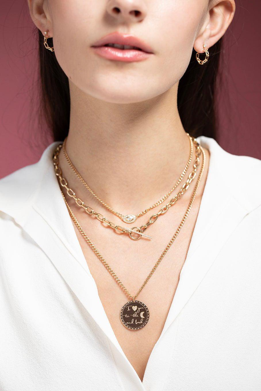 ZOE CHICCO-I Love You To The Moon And Back Necklace-YELLOW GOLD