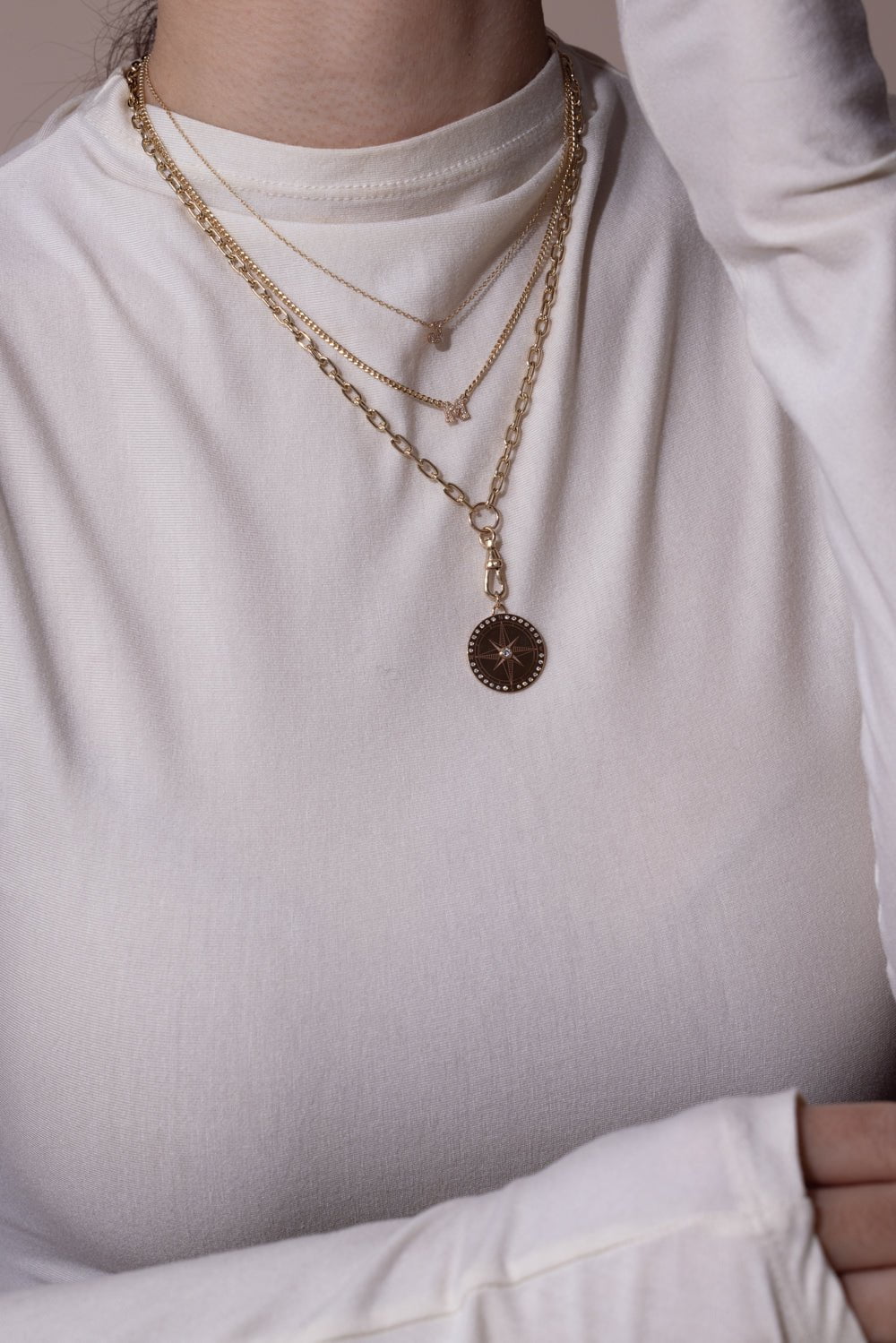 ZOE CHICCO-Single Initial Necklace-YELLOW GOLD