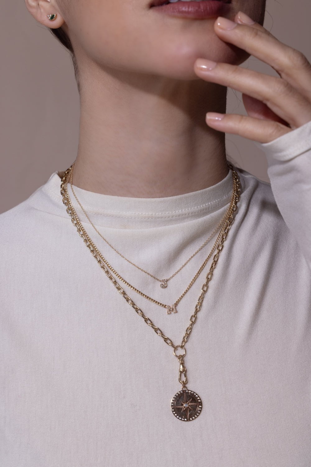 ZOE CHICCO-Single Initial Necklace-YELLOW GOLD