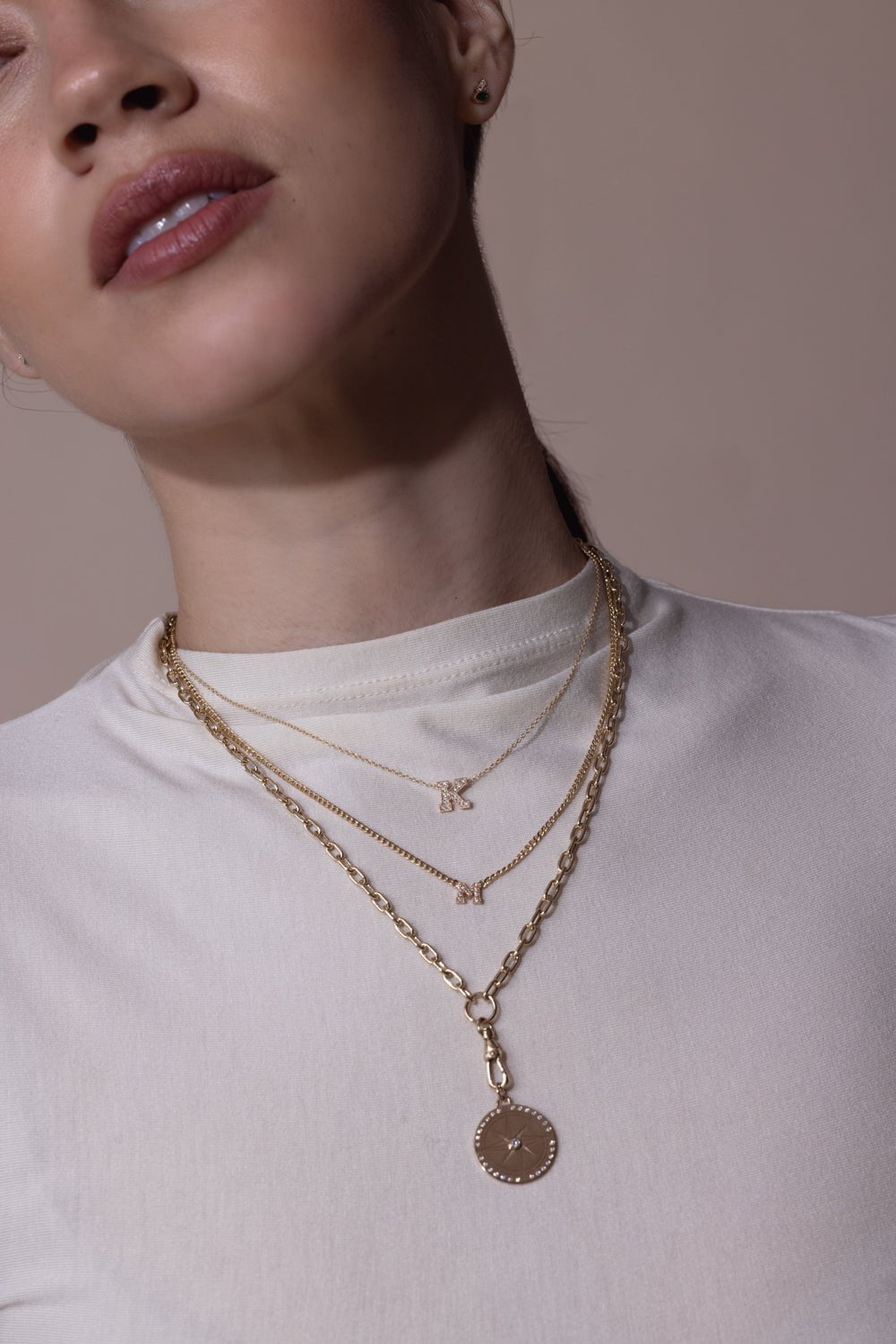 ZOE CHICCO-Large Initial Necklace-YELLOW GOLD