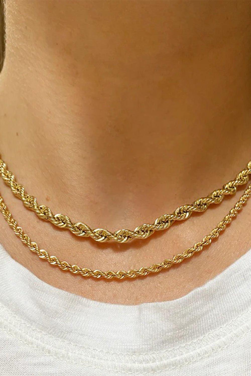 ZOE CHICCO-Large Rope Chain Necklace-YELLOW GOLD
