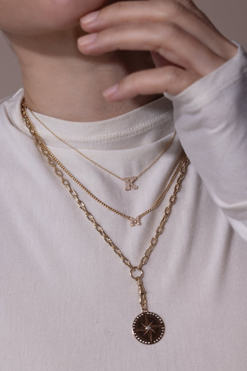 ZOE CHICCO-XS Initial Curb Chain Necklace-YELLOW GOLD