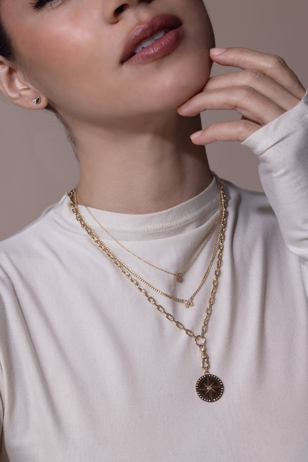 ZOE CHICCO-XS Initial Curb Chain Necklace-YELLOW GOLD