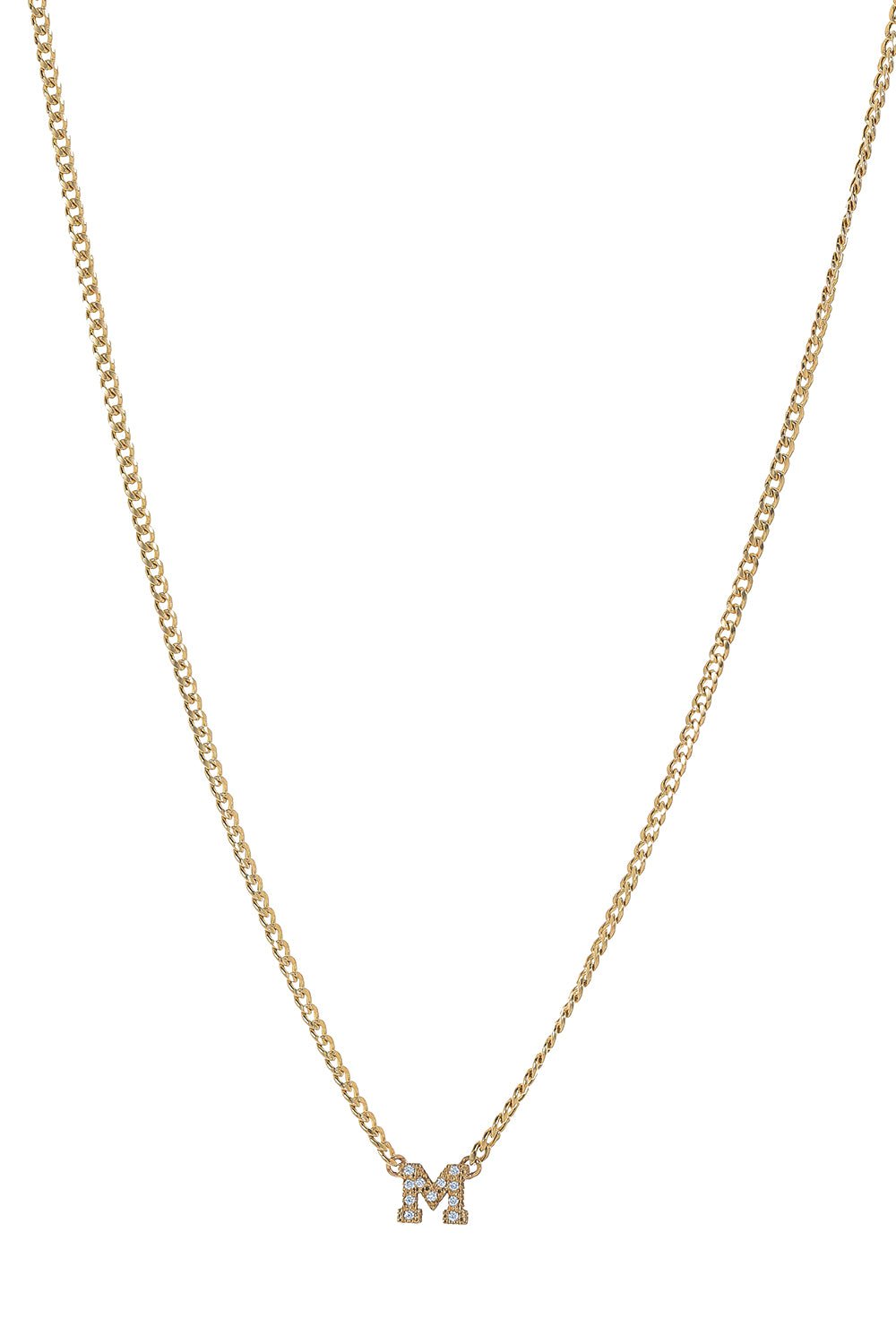 ZOE CHICCO-XS Initial Curb Chain Necklace-YELLOW GOLD