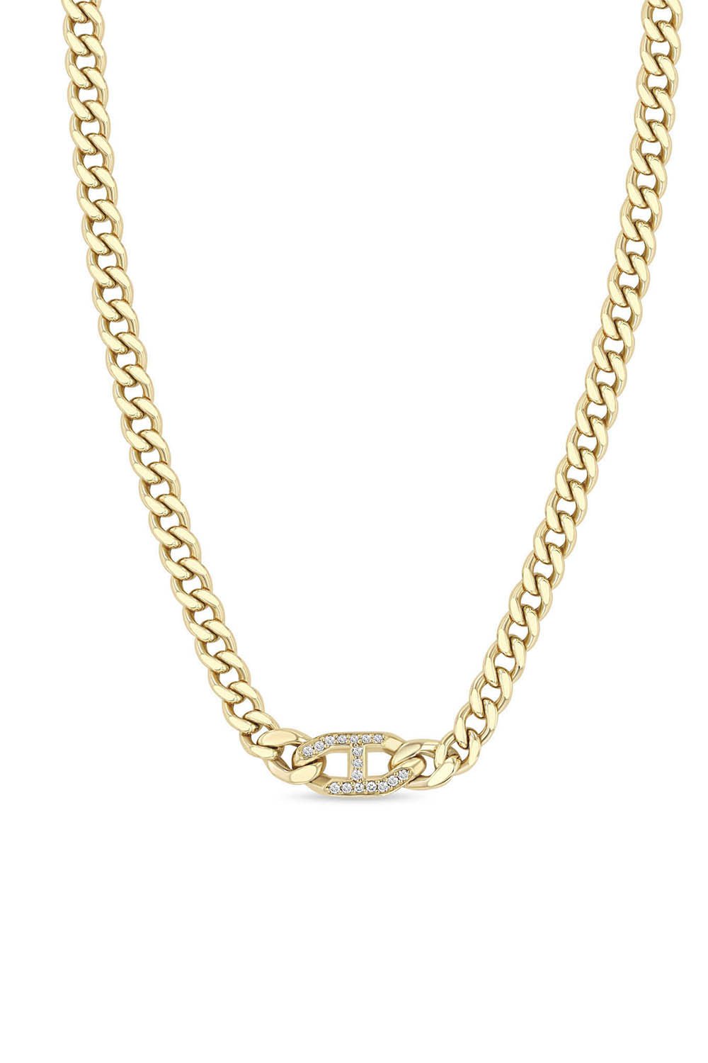 ZOE CHICCO-Medium Mariner Link Curb Chain Necklace-YELLOW GOLD