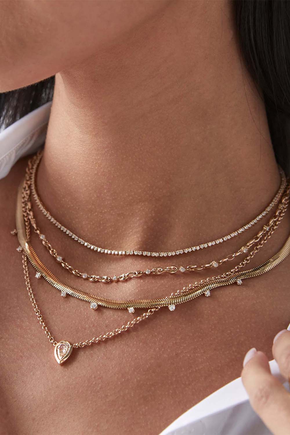ZOE CHICCO-Small Puffed Mariner Necklace-YELLOW GOLD
