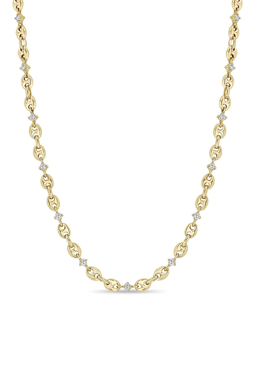 ZOE CHICCO-Small Puffed Mariner Necklace-YELLOW GOLD