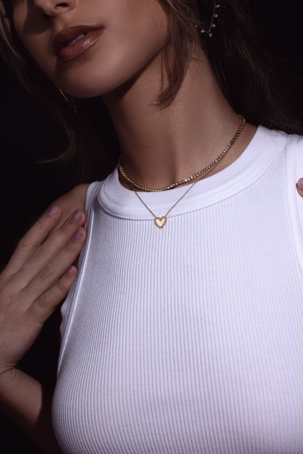 ZOE CHICCO-Tennis Box Chain Necklace-YELLOW GOLD