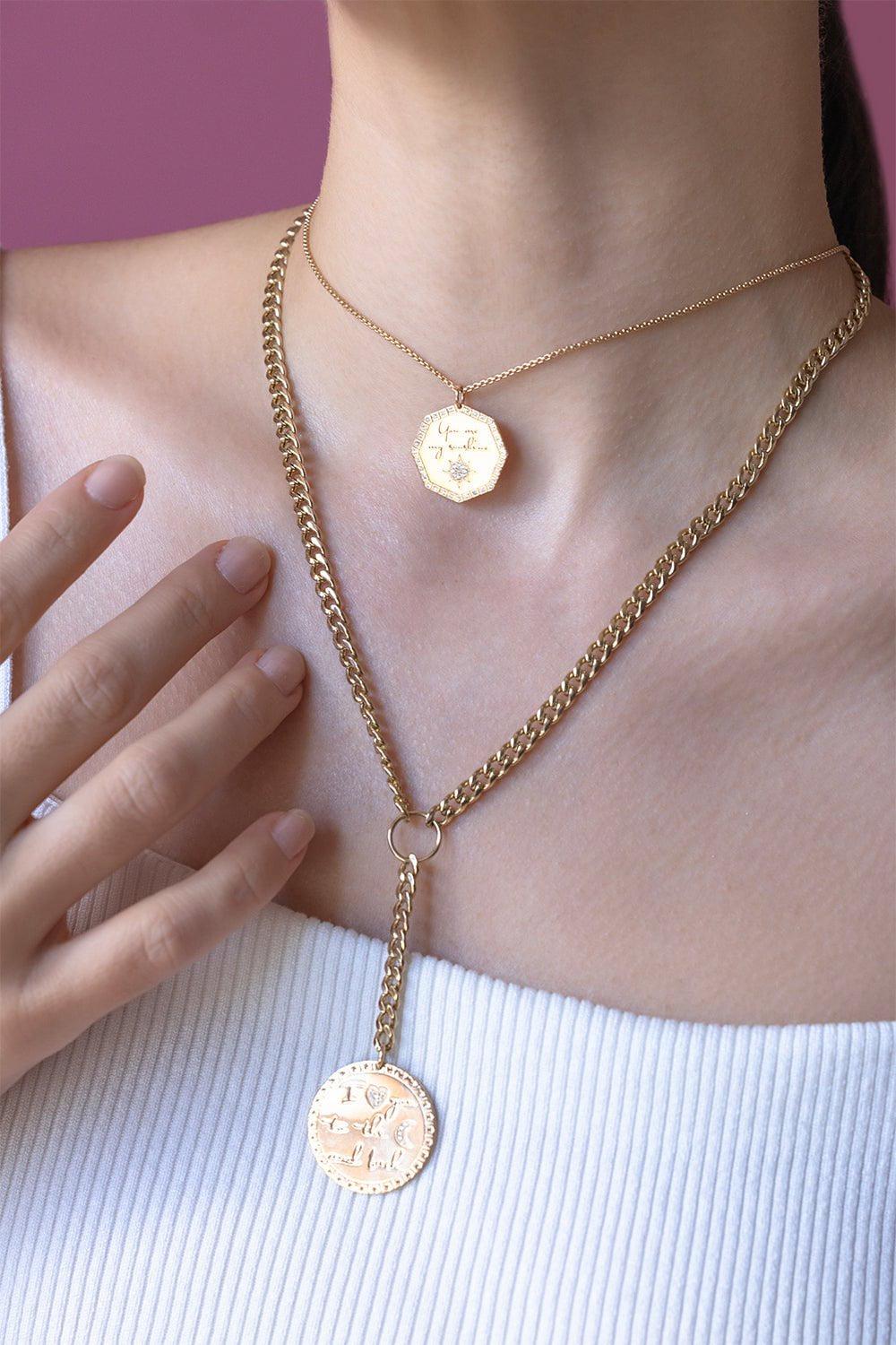 ZOE CHICCO-"You Are My Sunshine" Diamond Necklace-YELLOW GOLD