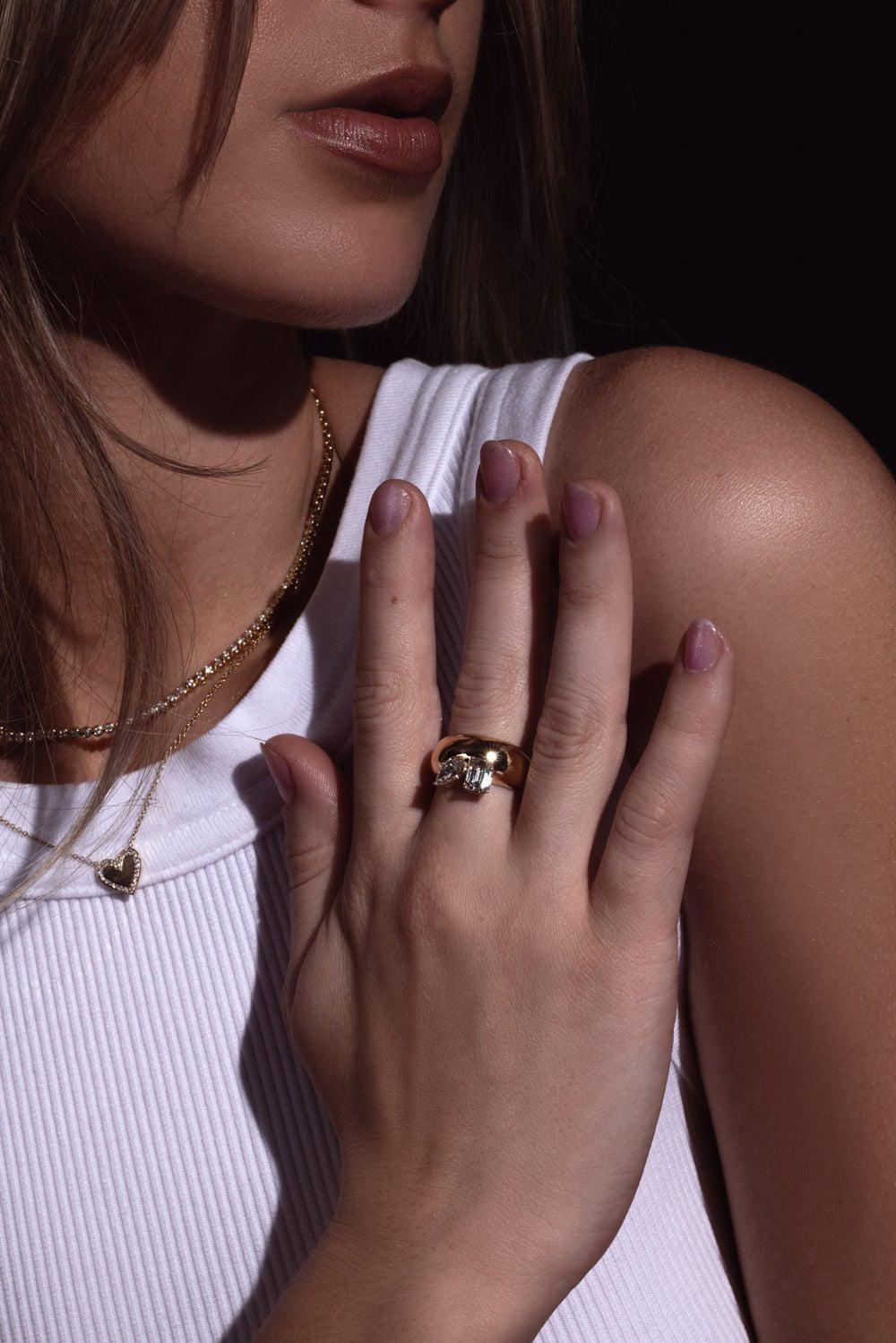 ZOE CHICCO-Horizon Medium Aura Ring-YELLOW GOLD