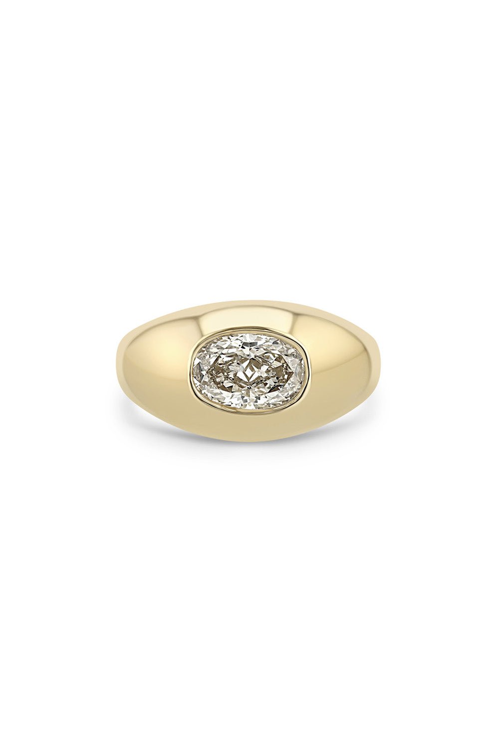 ZOE CHICCO-Oval Diamond Signet Ring-YELLOW GOLD