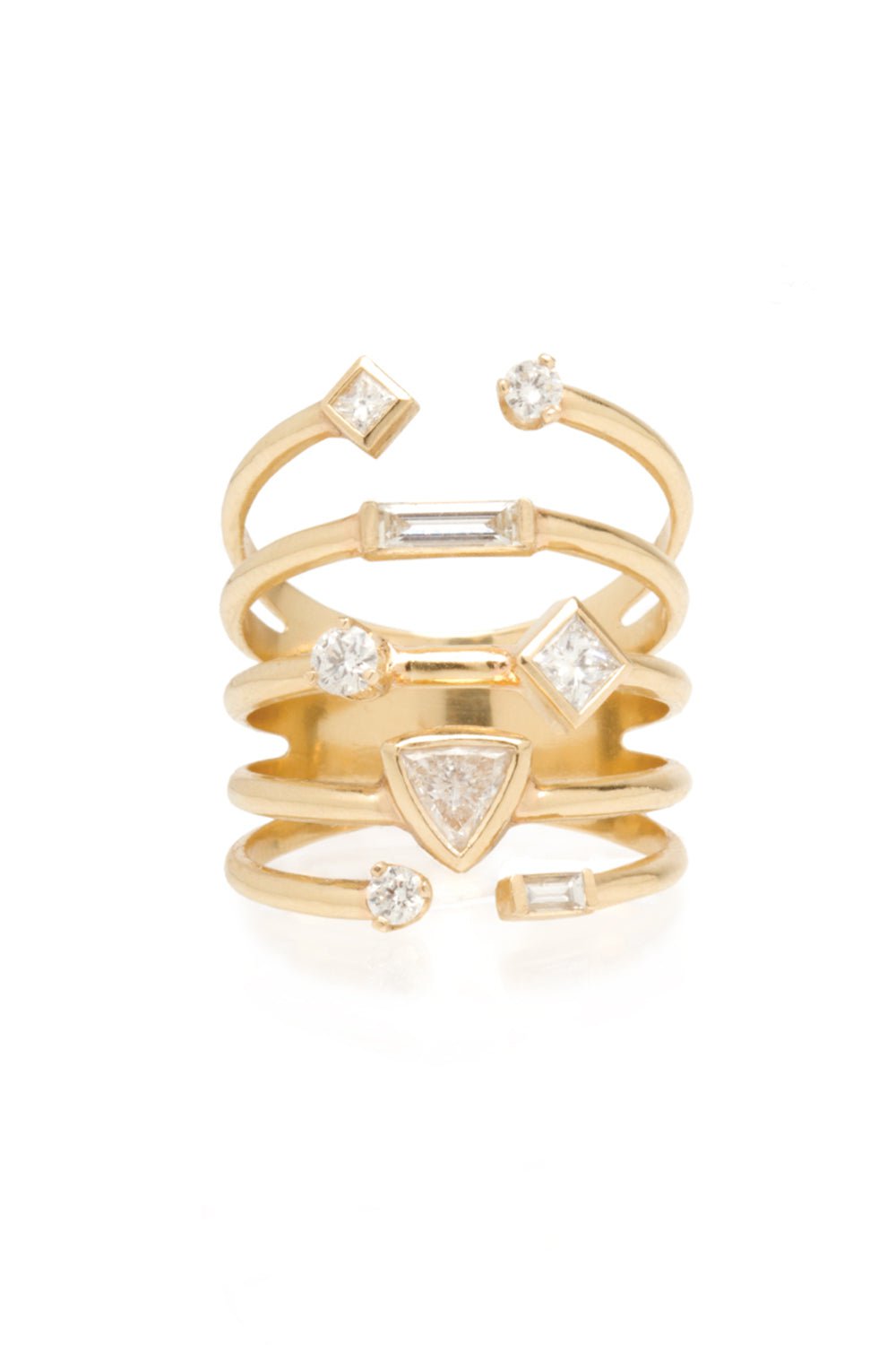 ZOE CHICCO-Paris Mixed Cut Diamond Ring-YELLOW GOLD
