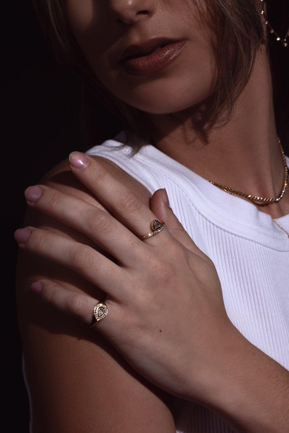 ZOE CHICCO-Thick Diamond Band Ring-YELLOW GOLD