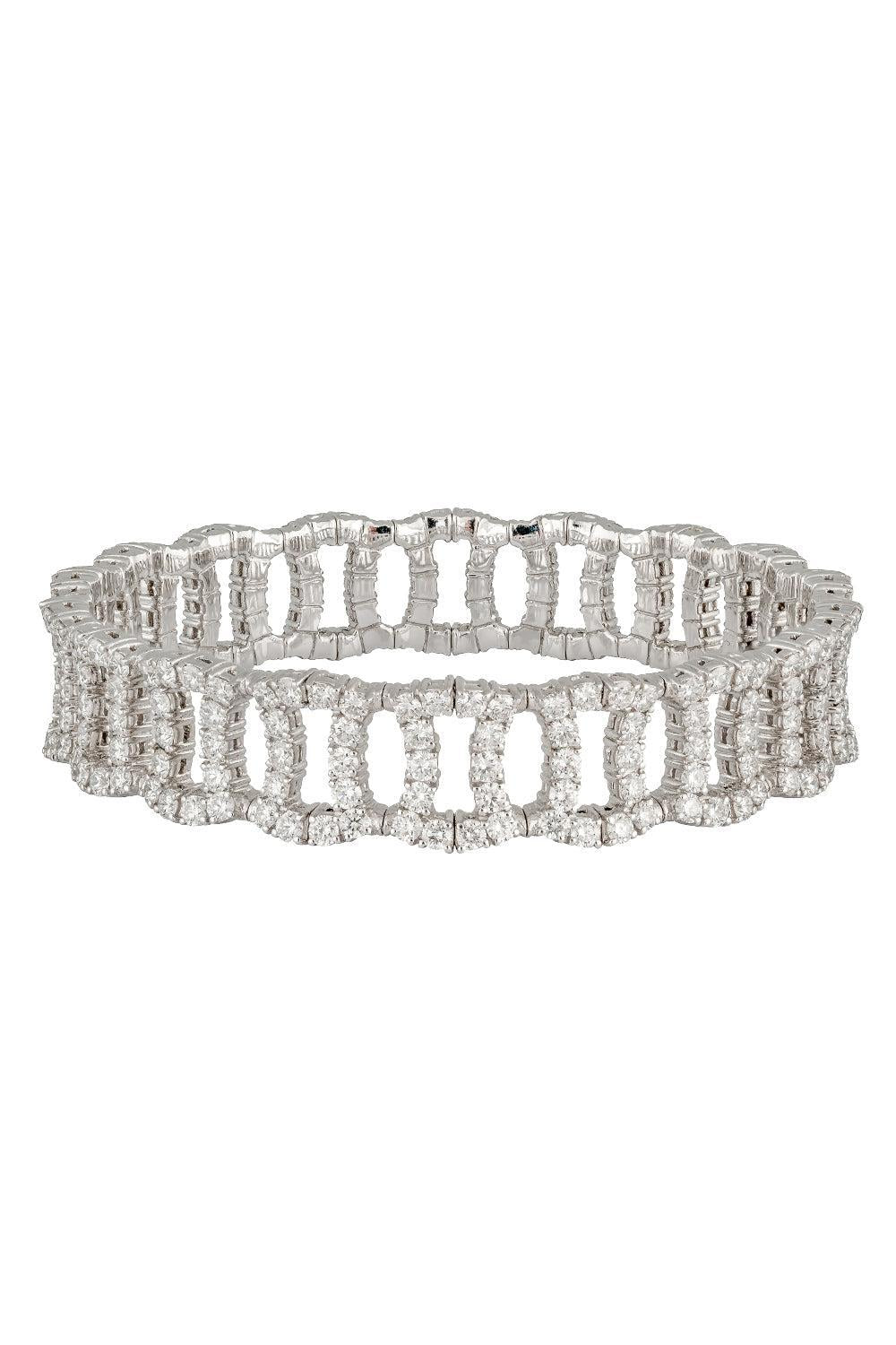 Diamond Parenthesis Stretch Bracelet-WHITE GOLD-JEWELRYFINE JEWELBRACELET O-ZYDO