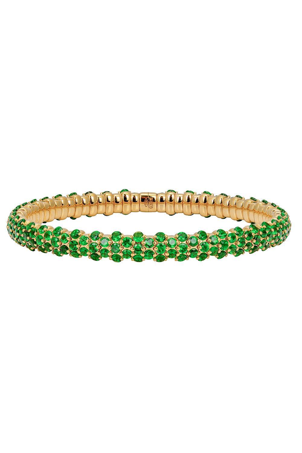 Tsavorite Slim Domed Stretch Bracelet-YELLOW GOLD-JEWELRYFINE JEWELBRACELET O-ZYDO