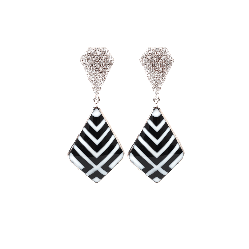 MIRIAM SALAT-Chevron Imperial Earrings-BLK/WHT
